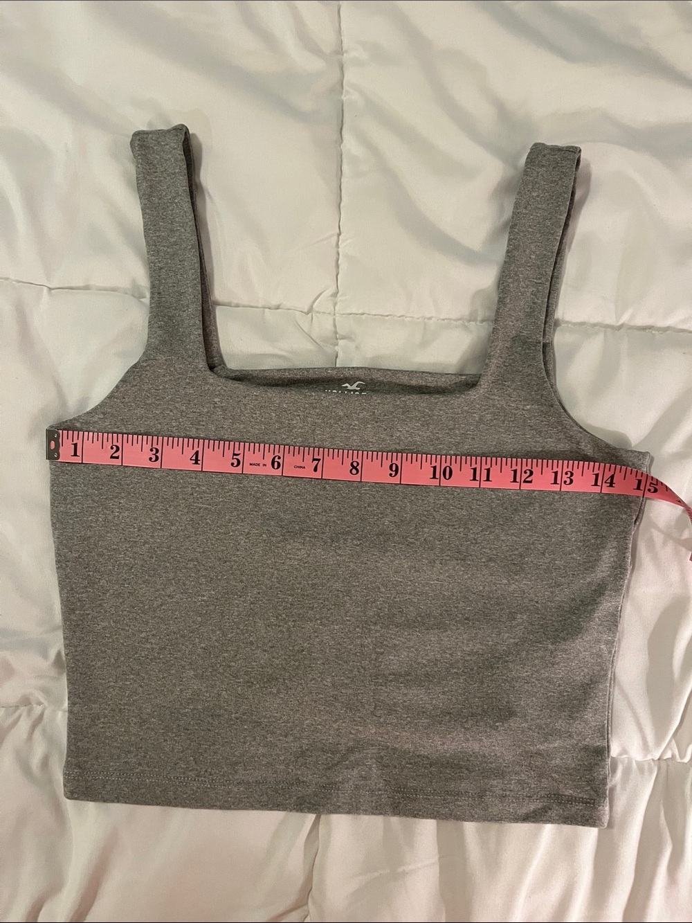 Hollister Gray Square Neck Crop Tank with shelf bra